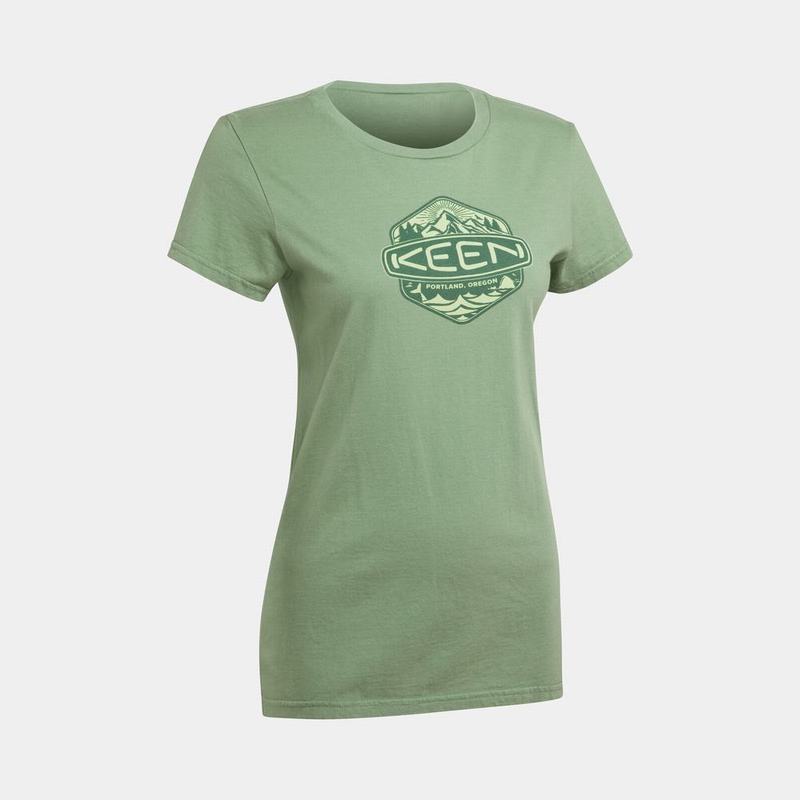 Keen アパレル | キーンバッジ Tシャツ レディース 緑 | 310529-NDH